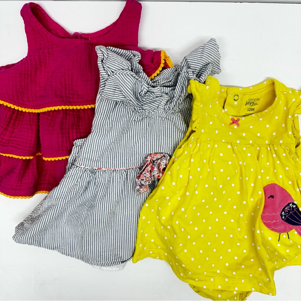 Girl Toddler Baby Clothes Dresses Lot Of 3 Size 12 Months 12M Set 9-12 Months